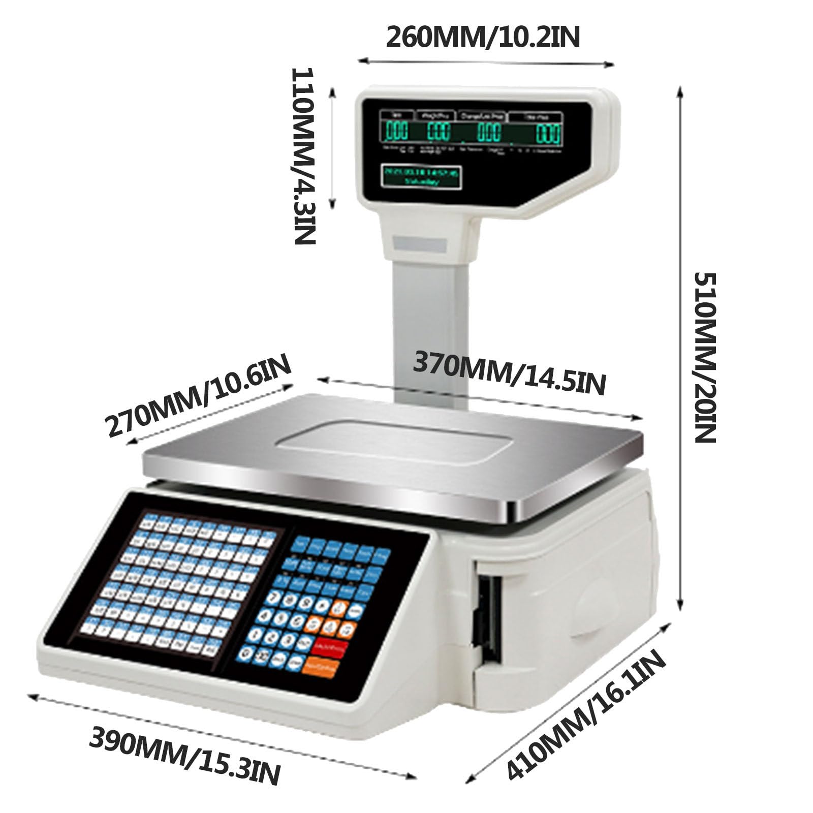 Stampa Digitale di Etichette con Prezzi, Bilancia di Controllo del Peso, Elaborazione al Dettaglio, Stampa di Codici a Barre, Display bifacciale Commerciale per Alimenti, Carne, Gastronomia
