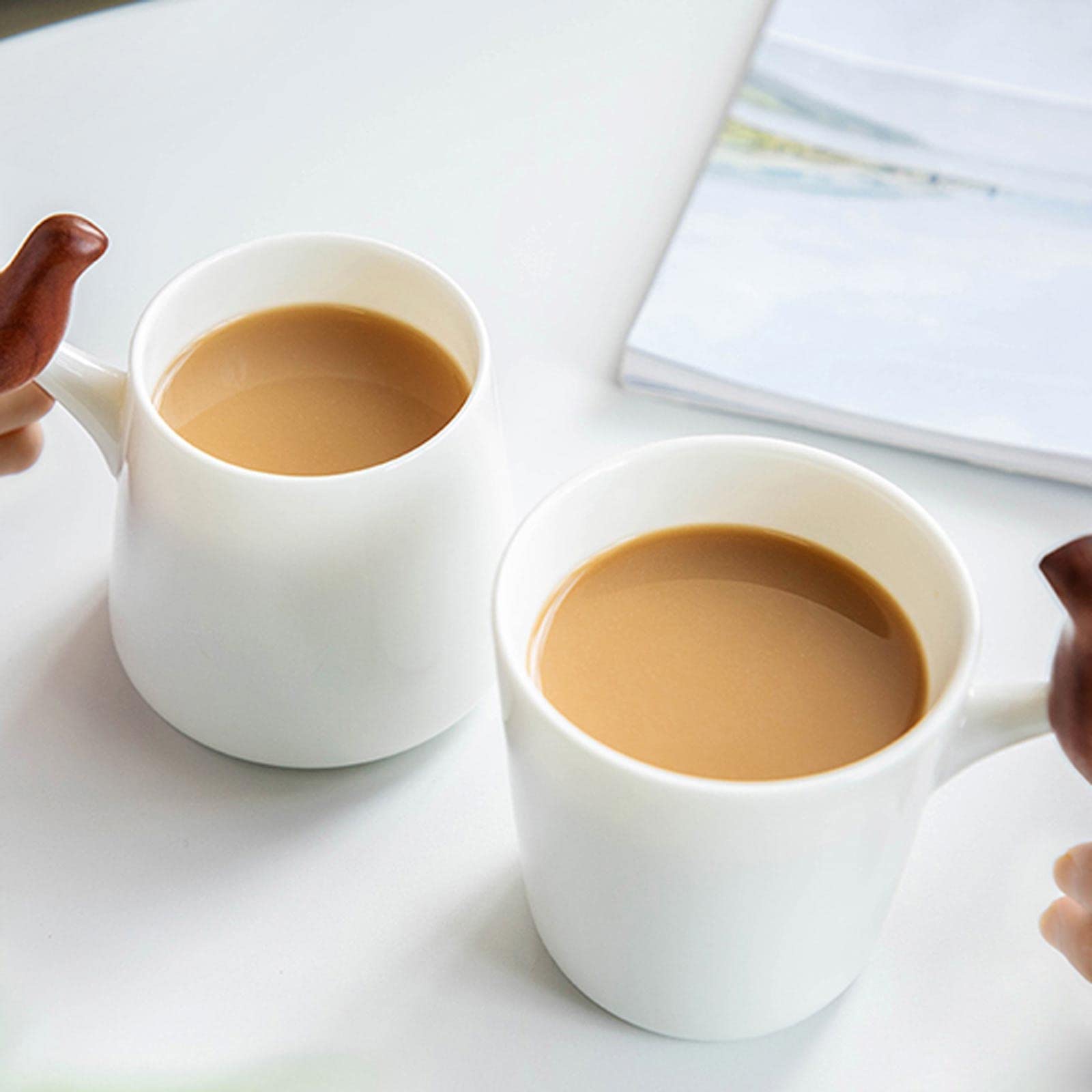 Kaffeetasse Kreative Haushalts-Keramik-Becher des Wassertasses Büro-Becher-Paar-Pair-Tasse 11.8 UNZEN Weiß Porzellantasse (Color : B)