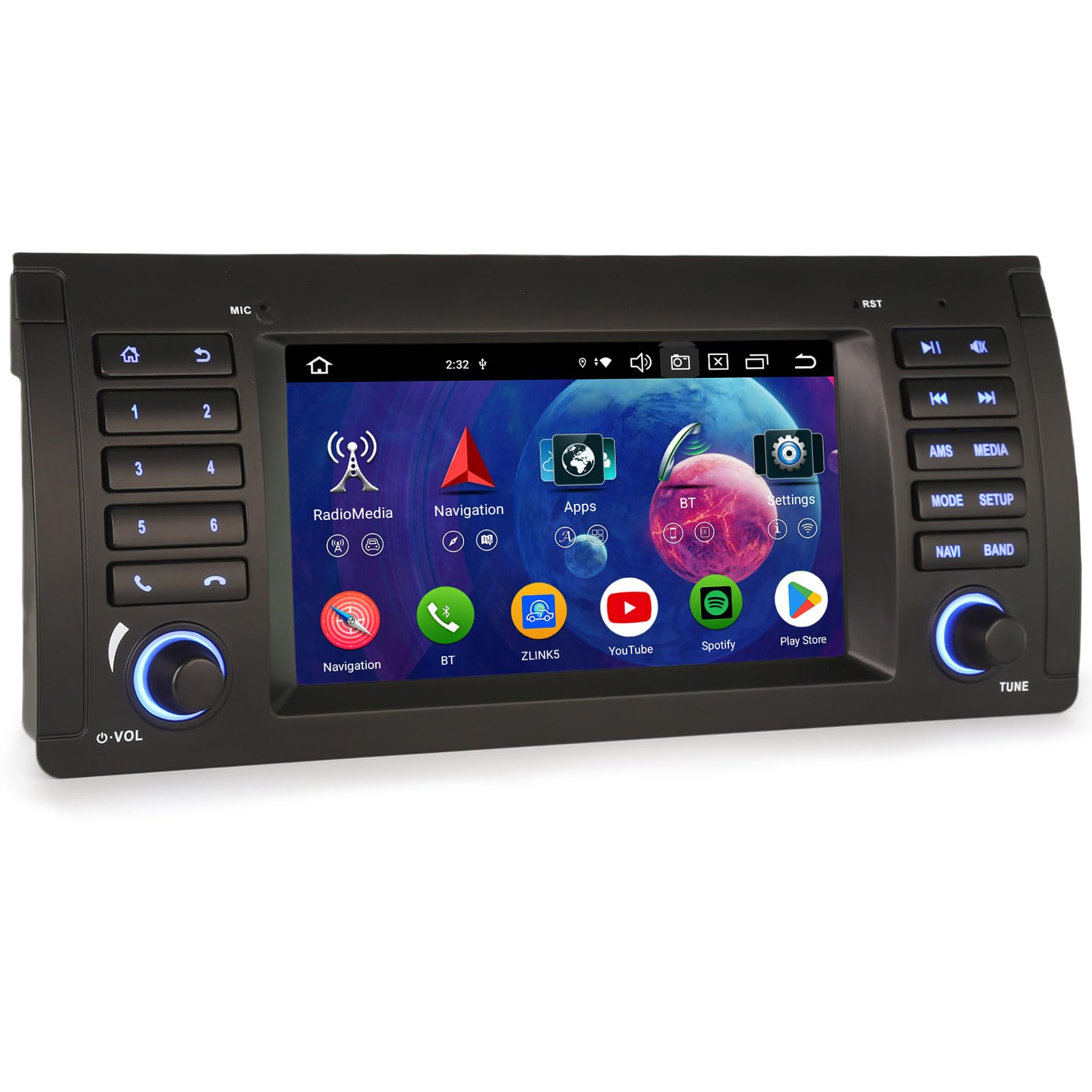 erisin Android 16 4GB+64GB 8 Nucleo Autoradio GPS Navigatore per BMW X5 E53 Carplay Android Auto DSP Bluetooth 5.0 WiFi RDS Car Radio Canbus, Schermo tattile IPS, Controllo al volante