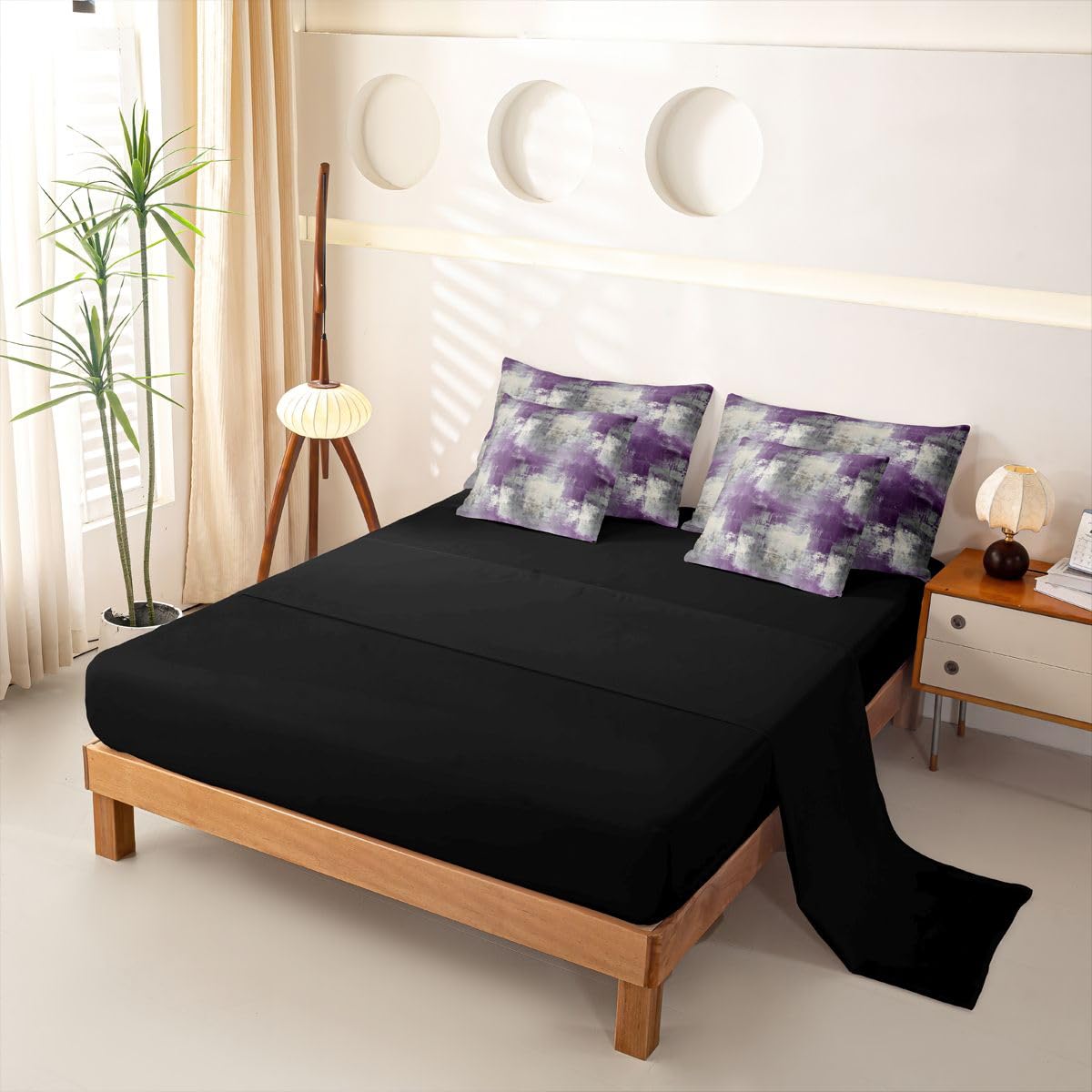 Loussiesd Set di biancheria da letto con copripiumino per letto singolo, 7 pezzi, motivo geometrico, arte ombré, per bambini, ragazzi e ragazze, con copripiumino, lenzuola, federe, federe
