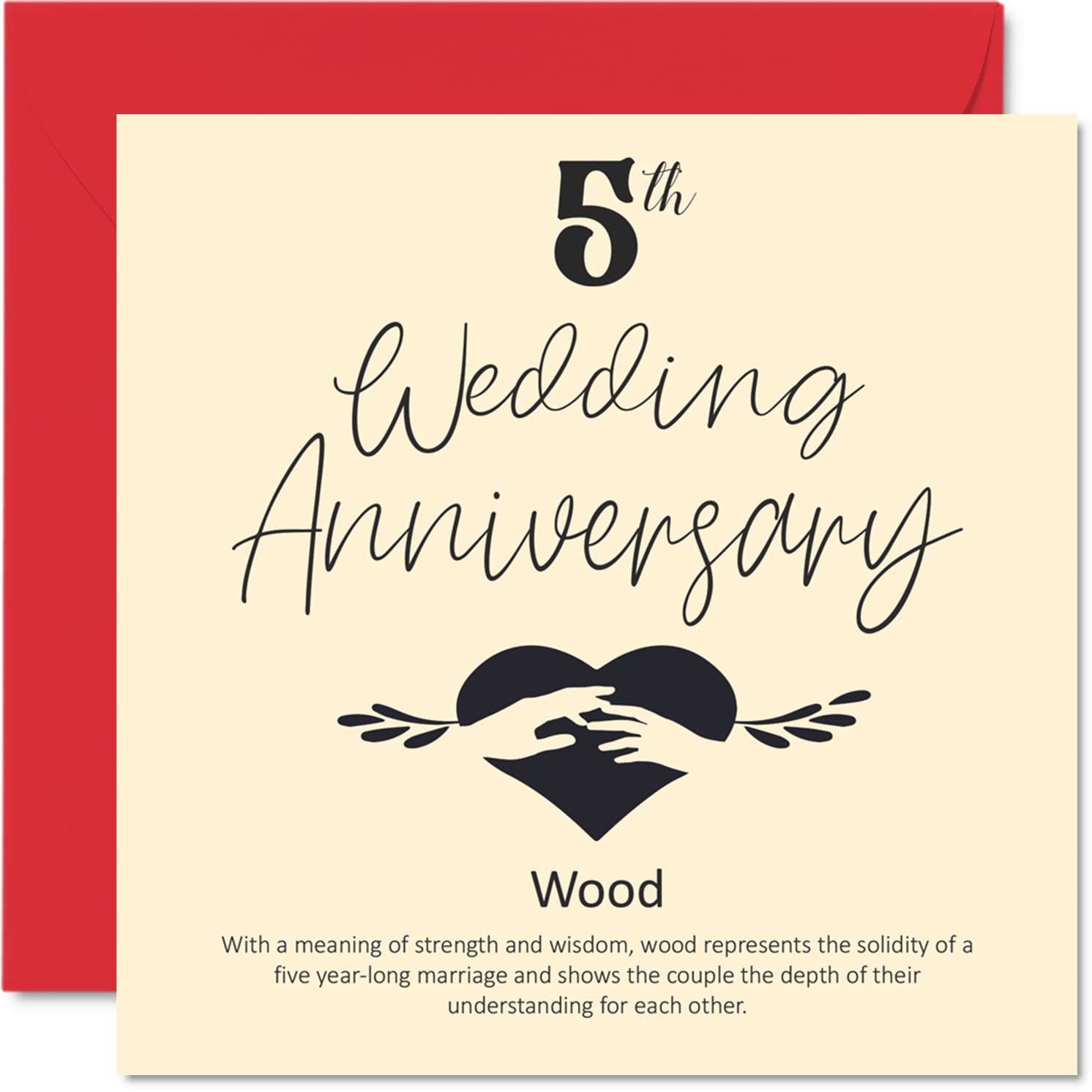 Biglietto Auguri 5° Anniversario Matrimonio In Legno - Regalo Originale Per Marito E Moglie