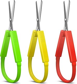 Sokoweii Loop Scissors for Toddlers, 5 Inch Adaptive Design, Right and Lefty Support, Easy-Open Squeeze Handles