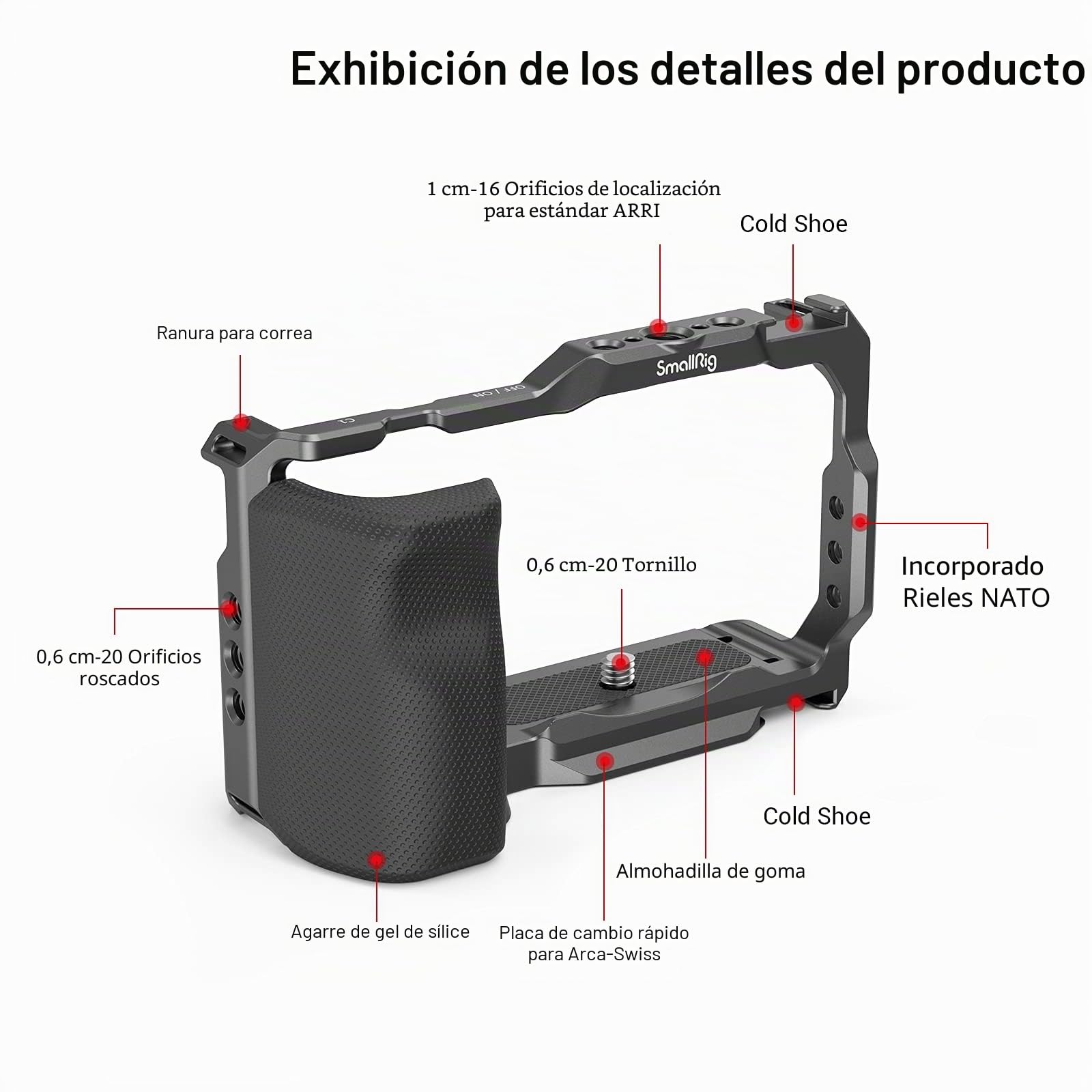 SMALLRIG ZV E10 Cage con Agarre de Silicona Extraíble y Placa de Liberación Rápida Incorporada para Sony ZV-E10-3538B