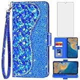 Asuwish Phone Case for ZTE Blade A51/A7P 6.52 Wallet Cover with Tempered Glass Screen Protector and