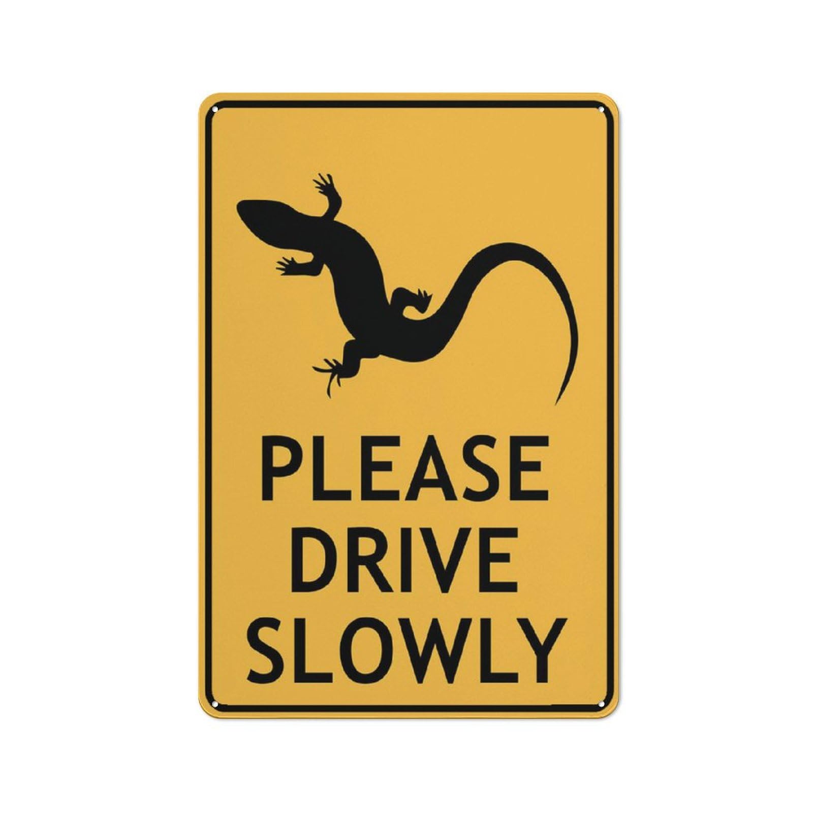 Lizard Area (Please Drive Slowly) Sign, 8x12 Inch Weather Resistant Metal Aluminum, Indoor/Outdoor Use