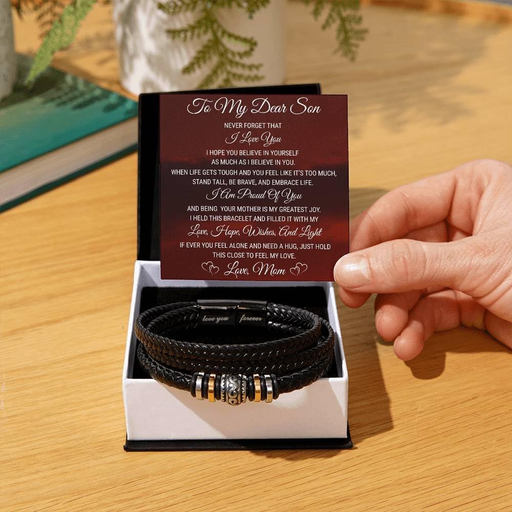 To My Son - Love You Forever Bracelet, Jewelry for Men with Heartfelt Message Card for Birthday, Graduation, or Christmas, Sentimental Gift from Mom - Image 5
