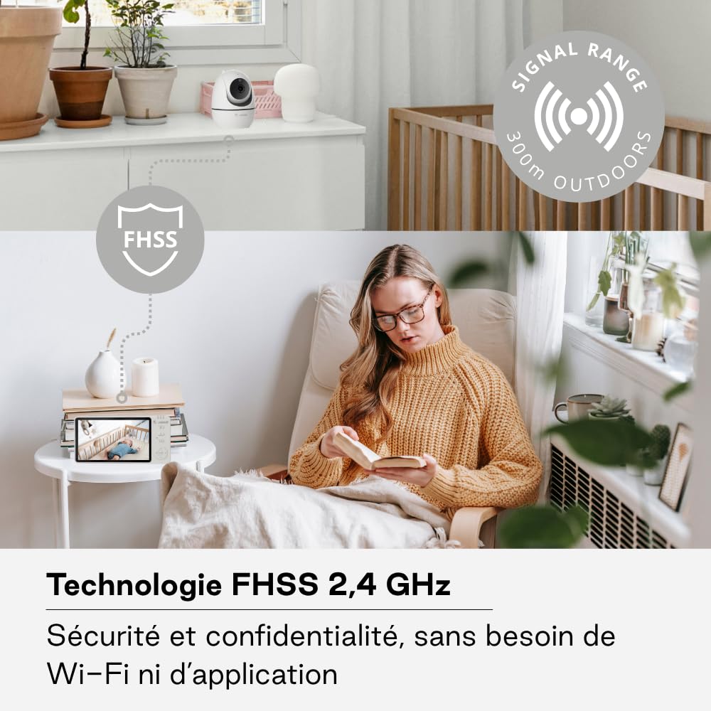 Jané Eye Pro Baby Monitor, Baby Monitor avec Caméra Rotative, Inclinaison Motorisée, Écran 5", Audio Bidirectionnel, Vision Nocturne, Longue Portée, avec Musique