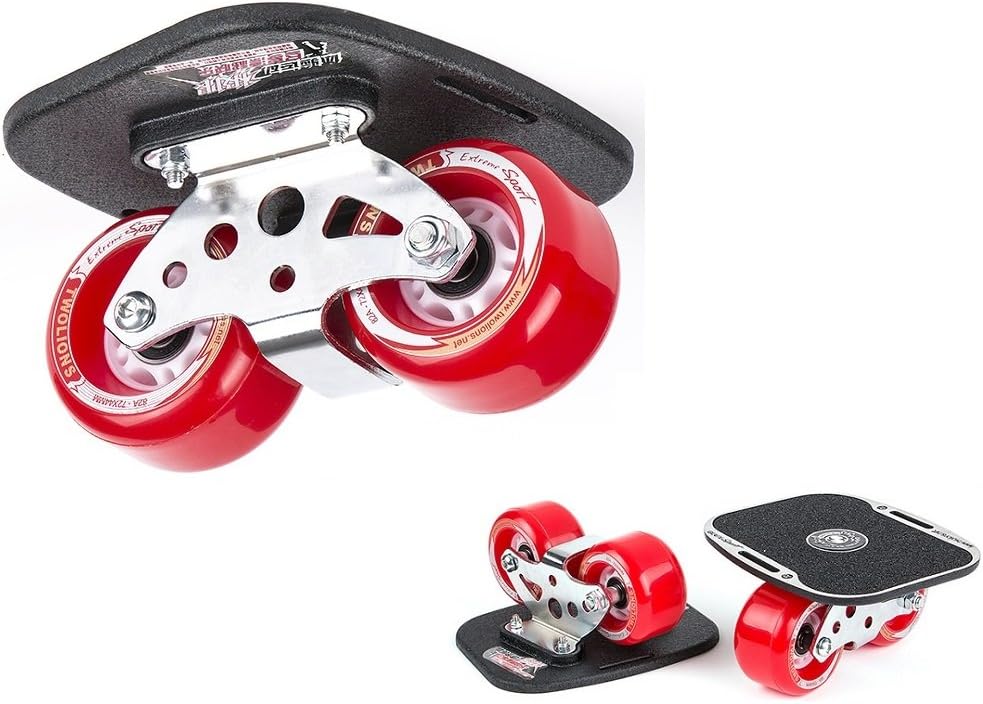 TwoLions Pro Skates-Drift Skate, Silvery High Strength Aluminum Alloy Bracket,72 mm *44 mm PU Wheels with ABEC-7 High-end Bearings (Red)