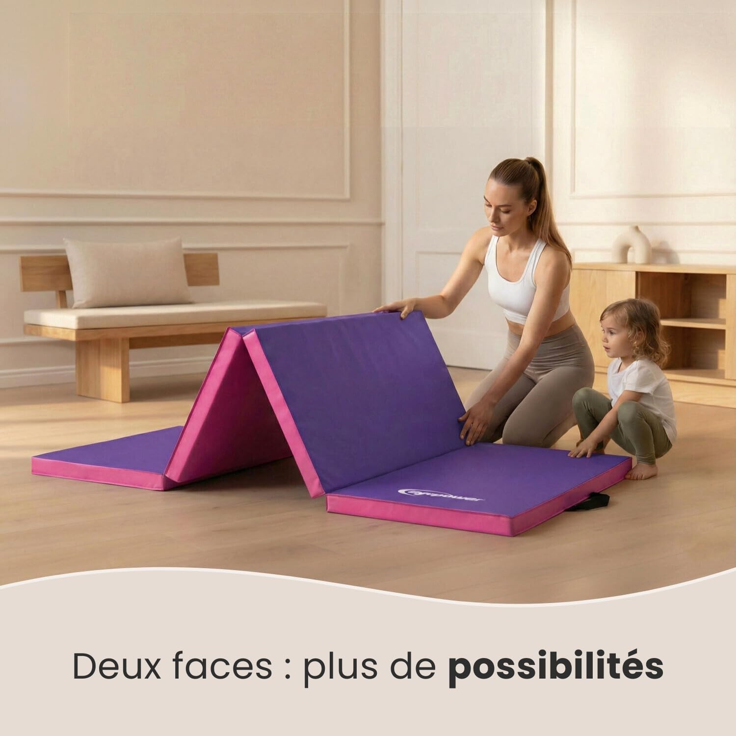 eyepower Tapis de Gymnastique Pliable Épais - Matelas de Gym 180x60x 5 cm pour Pratique Artistique Enfants & Maison - Surface Protection Amortie pour Sécurité - Sport & Fitness Intérieur à Domicile