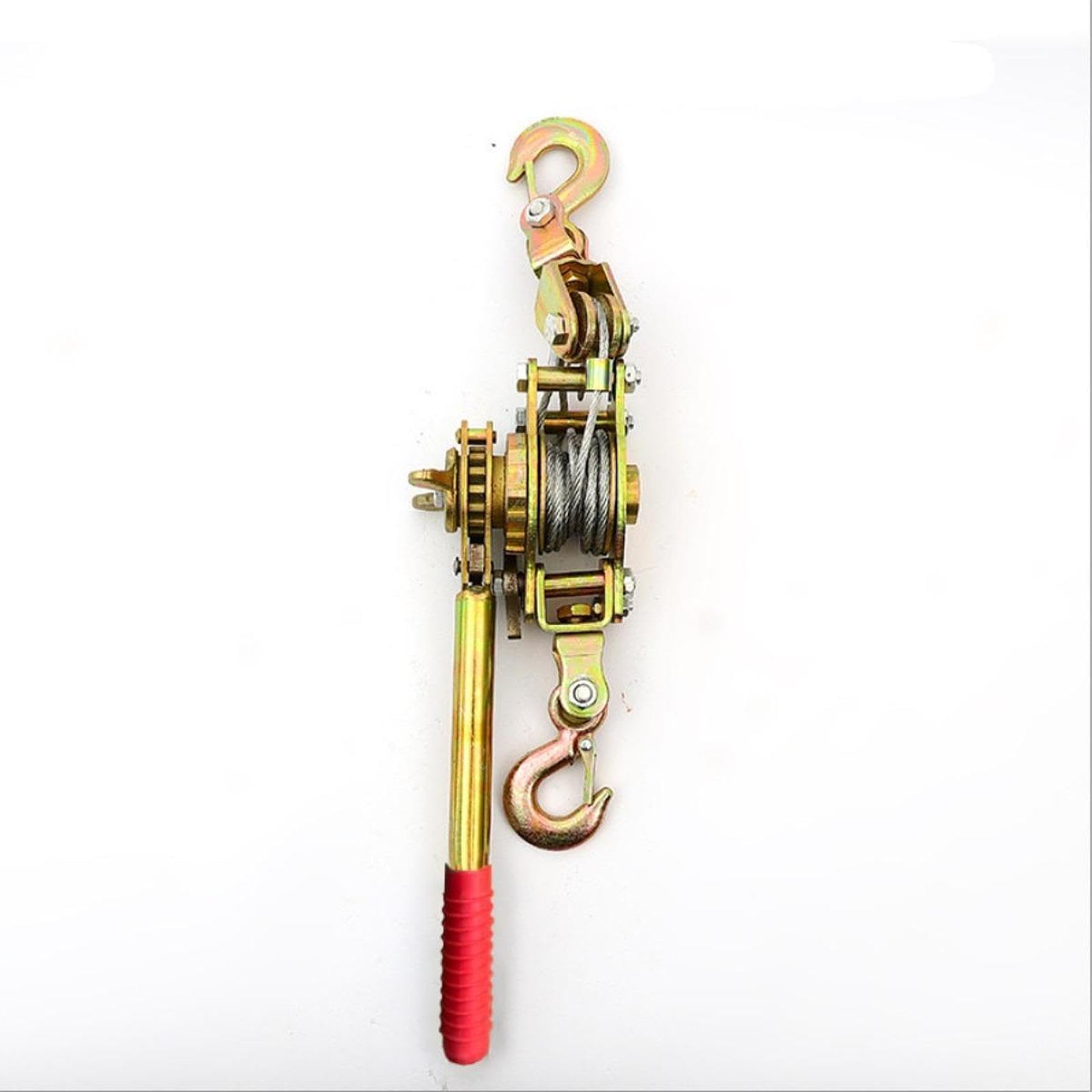 Colcolo Tensor de cuerda con 2 ganchos, tensor de trinquete de alambre de acero multiusos para construcción, maquinaria de construcción, barcos, 2 Toneladas