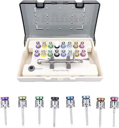 Global-Dental Universal Im~plant Screw Drivers Repair Tool Kit Screwdrivers Colorful Prosthetic Kit Torque Wrench 16pcs for a Set