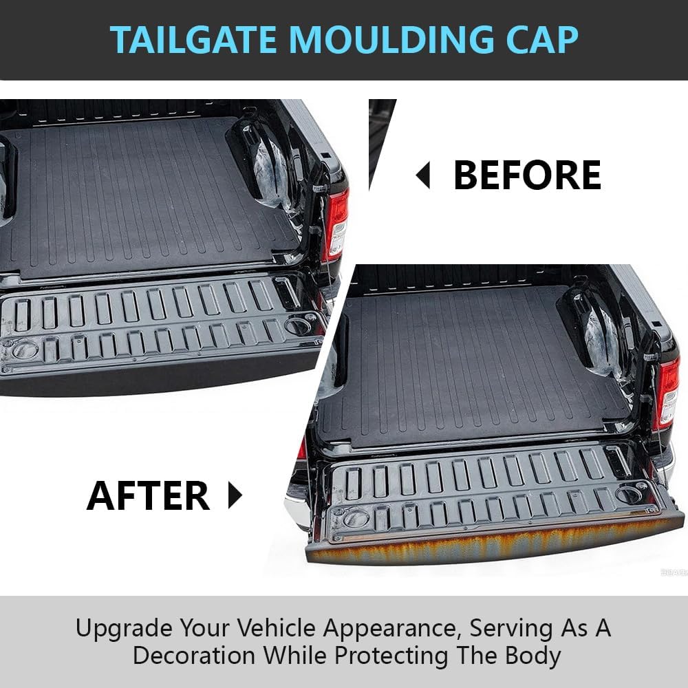 ALLGOOD Tailgate Molding Cap, Compatible with Dodge Ram 1500 2002-2008, Compatible with Dodge Ram 2500 3500 2003-2009, Tailgate Spoiler Moulding Protector Top Cover