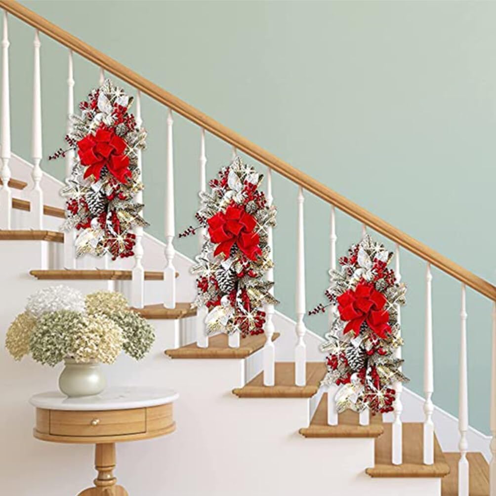 IMIKEYA Ornaments Holiday Wreaths Decor Garlands Artificial Pine Branch Front Door Swag Garland Light up Wreath Teardrop Cloth Balls