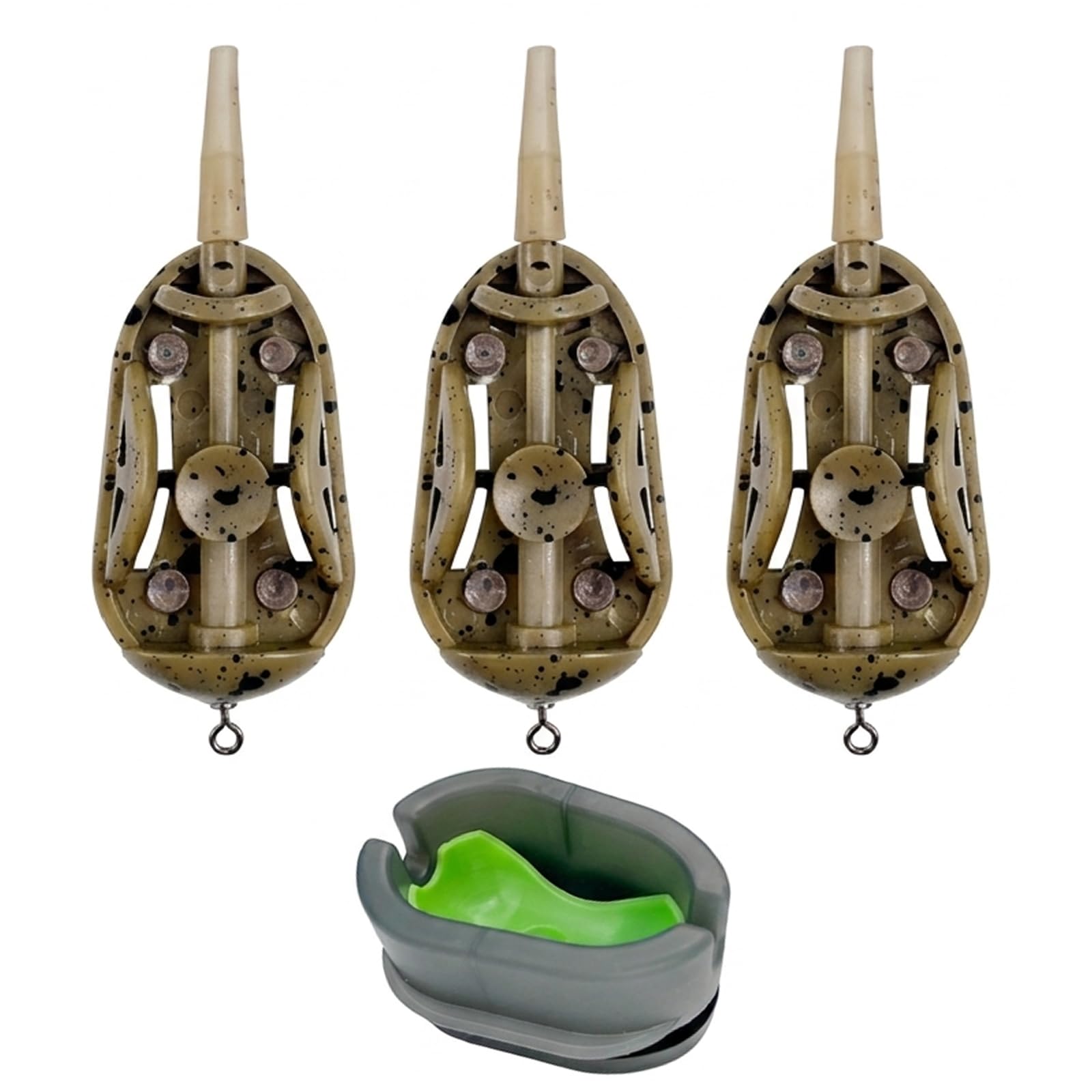 Method Feeder Set, 3-Piece Method Feeder Rigs with 1-Piece Bait Cage, 20g 30g 40g Weights for Carp Fishing in Lakes and Saltwater, Feeder Fishing Gear for Long-Distance Casting