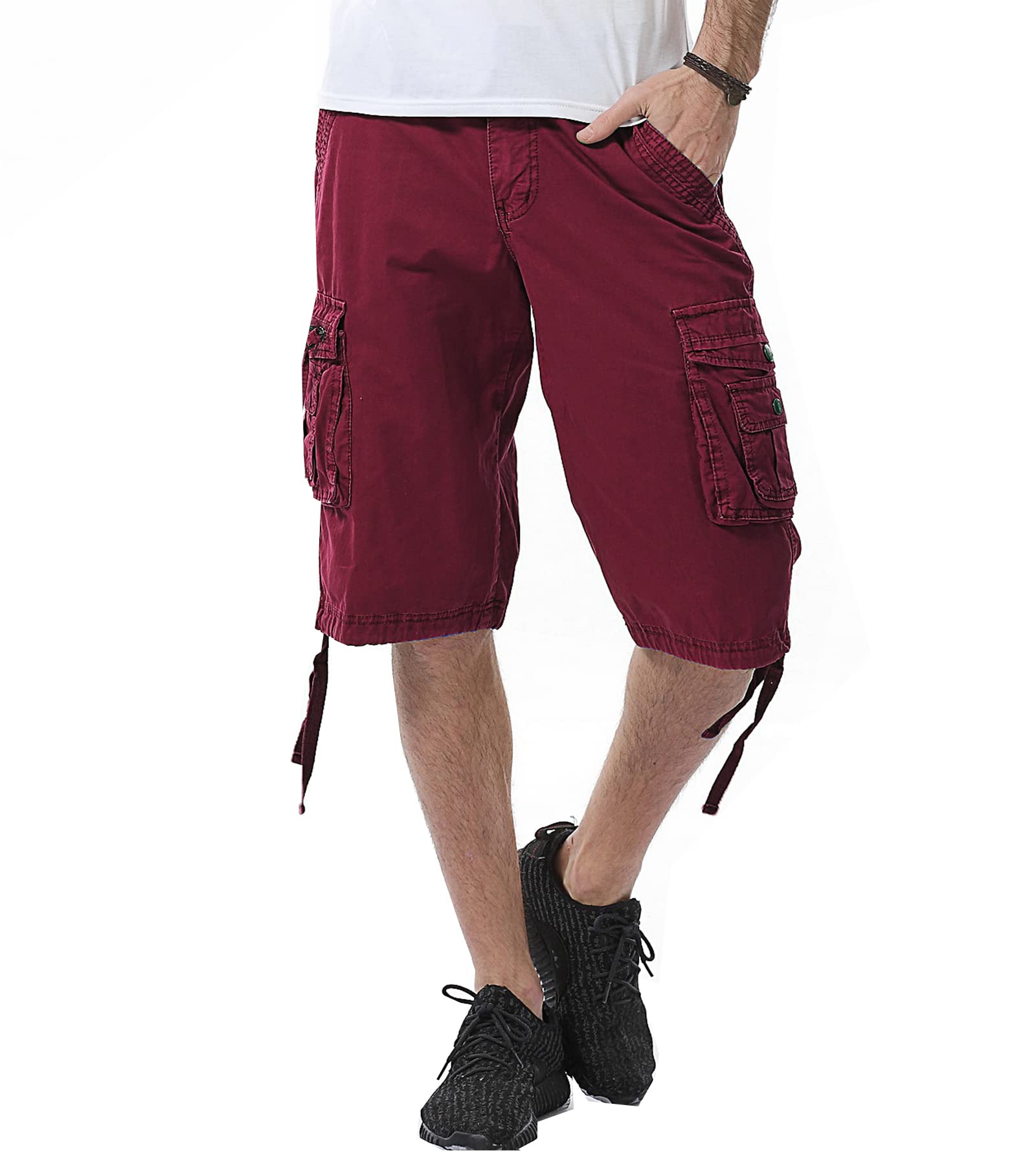 HODZAIWMens Cargo Shorts Cotton Multi-Pocket Outdoor Camouflage Cargo Shorts