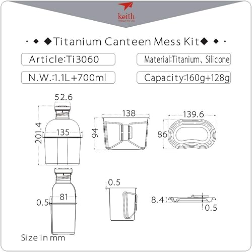 Miniatura 2 de Keith Titanium Authentic Ti3060 - Kit de desorden de cantina sin plástico - Bolsa de transporte ultraligera  Celebrando más de una década Precio