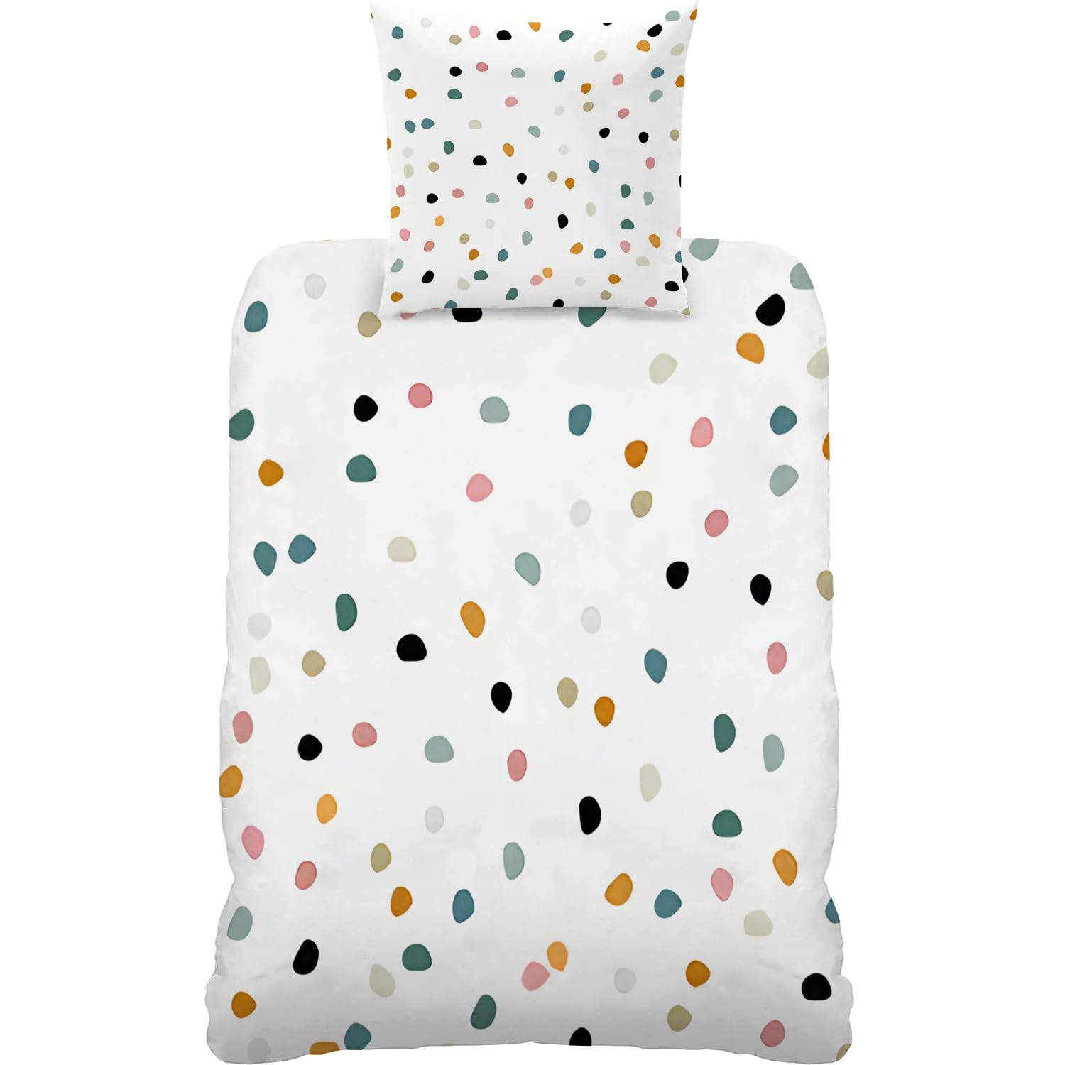 Parure de Lit pour Bébé Nuage Rose - Imprimée Mignonne Fille - Housse de Couette Enfant 100x135 cm en Microfiber + 2 Taie d'oreiller 40x60 cm pour Lit 60x120 ou 70x140 cm - Blanc Rose