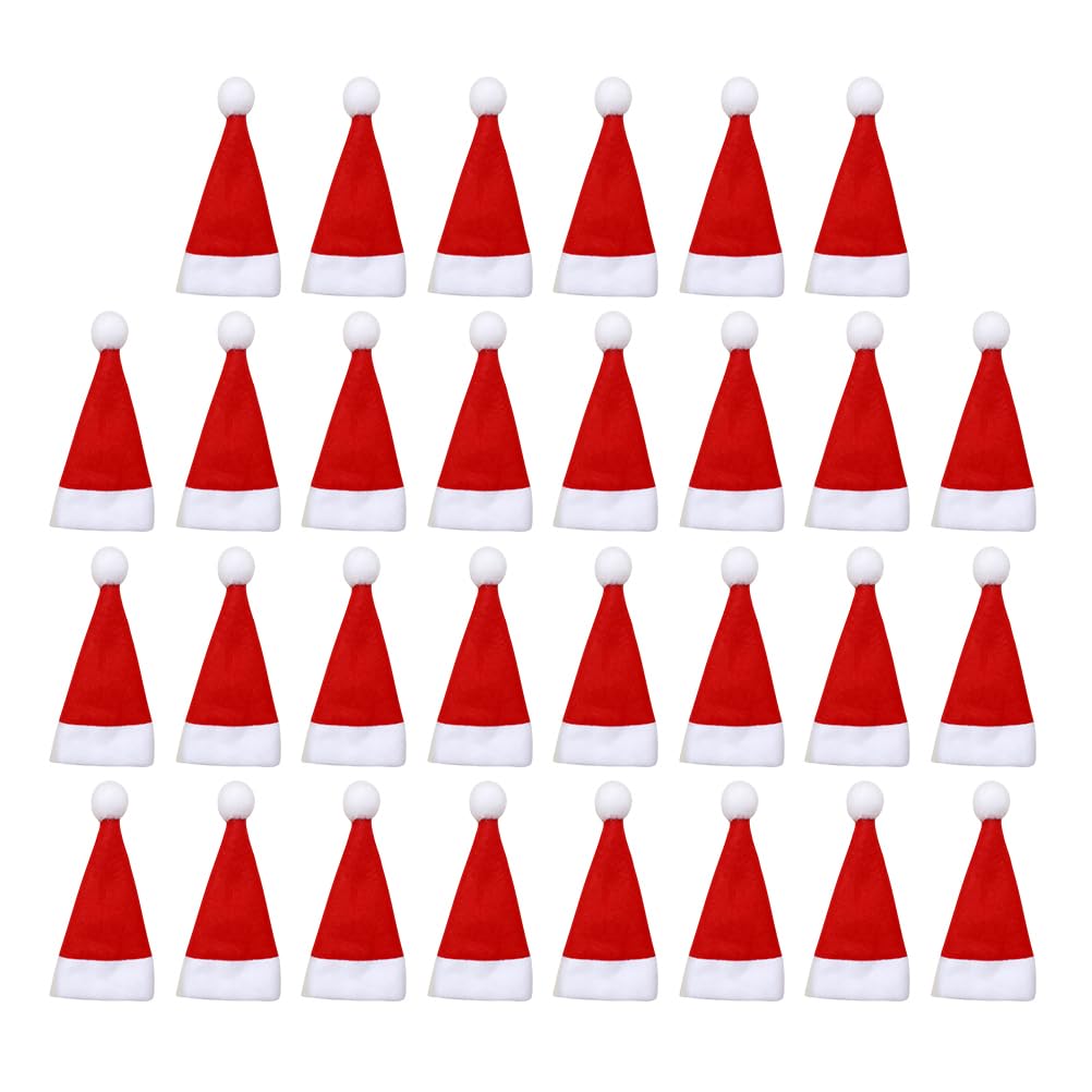 60pcs Mini Santa Claus Hat Cutlery Bags Xmas Silverware Holders Christmas Tableware Storage for Party Supplies Wine Bottle Covers Decor for Home and Restaurant