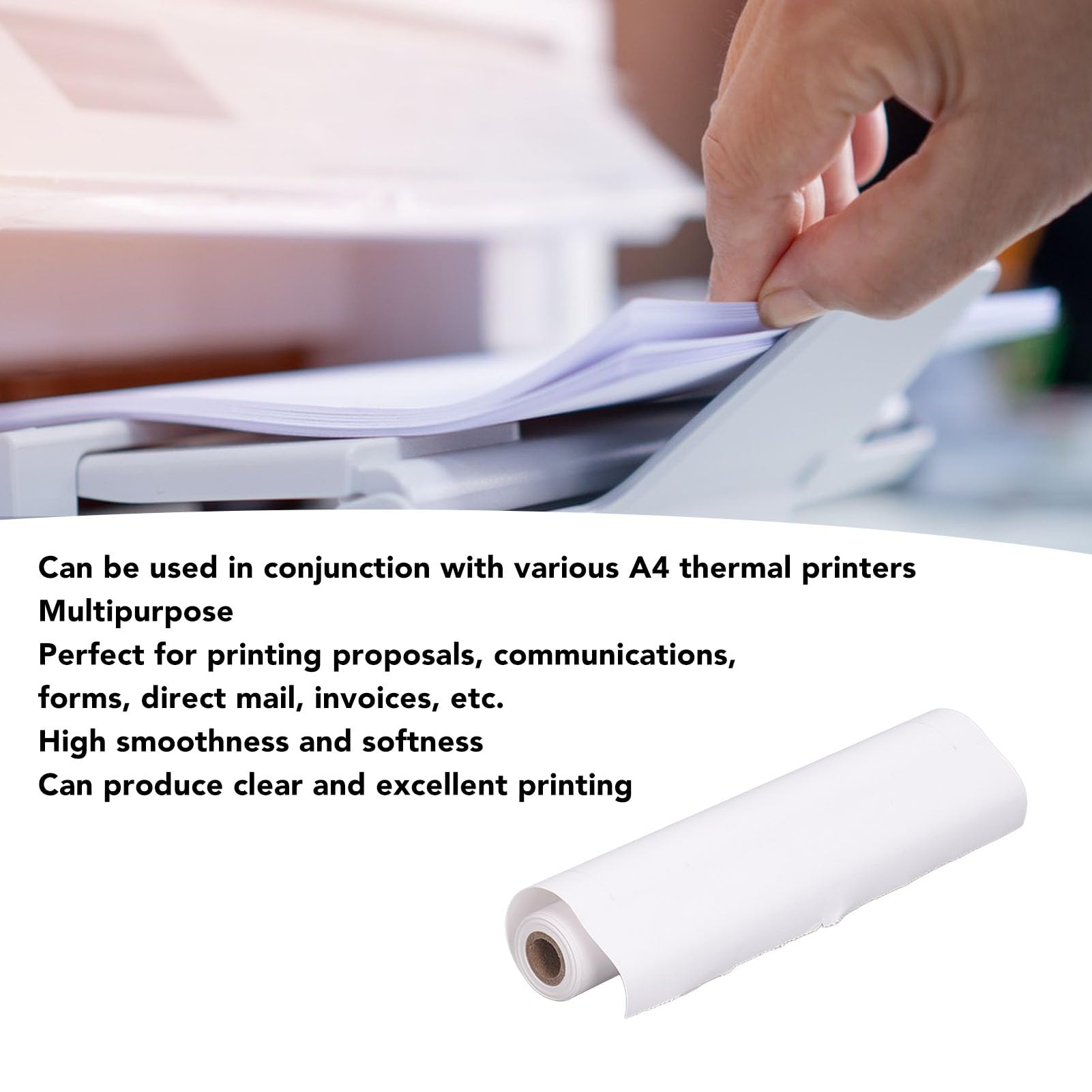4 Rotoli Carta Termica A4 Per Stampante Portatile - Senza BPA, Asciugatura Rapida, 116 Fogli Totali