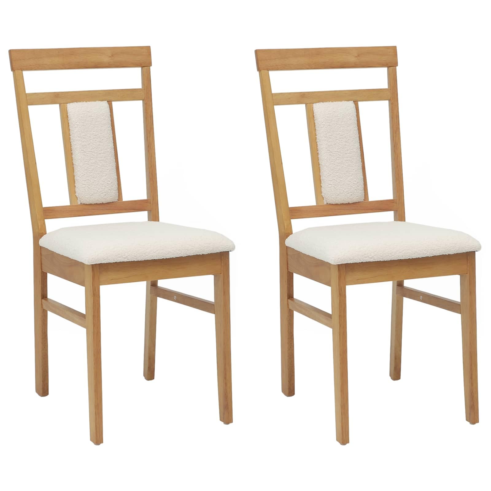 Generico Sedia da Pranzo 2 PCS Naturale e Chiaro Legno di Gomma Solido,Mobili,Sedie,Sedie per Cucina e Sala da Pranzo,Marrone,10 kg,42020509