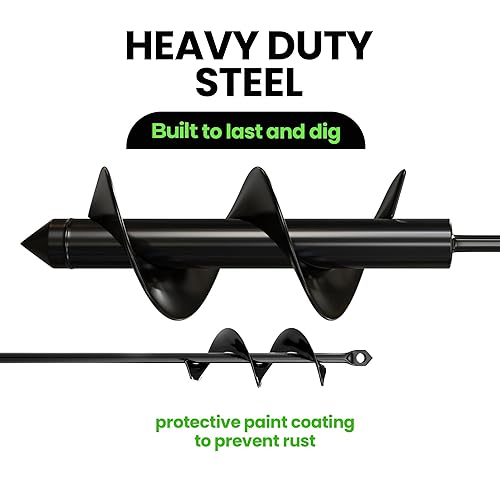 Vista 22 de K-Brands Broca barrenadora para plantar, juego de 1.6 x 16 pulgadas y 3.5 x 16 pulgadas, perfora en espiral, para plantar bulbos, plantas de cama