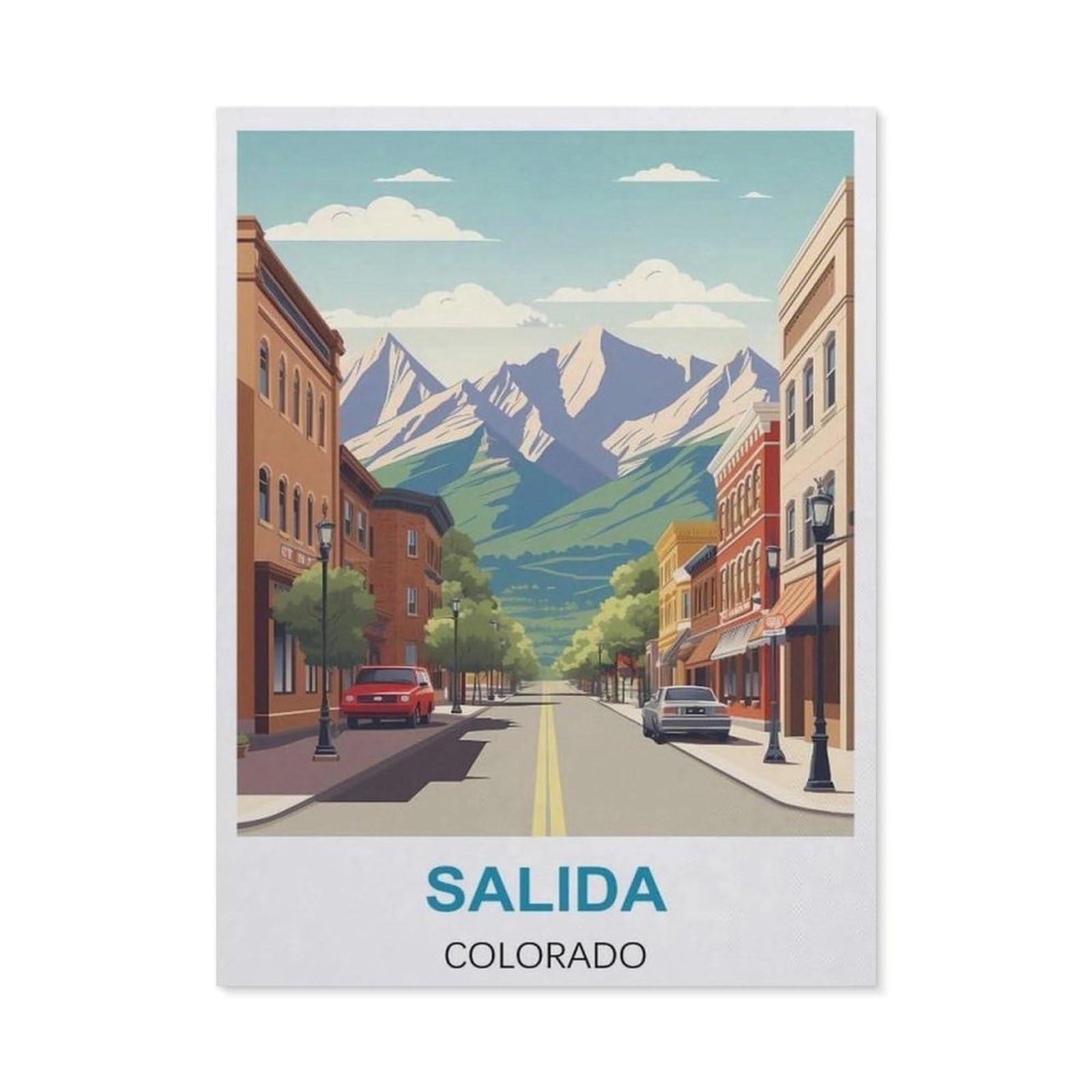BEAYODKP Full Diamond 5D DIY Diamond Painting，Salida Colorado Vintage Travel Poster，3D Diamond Embroidery Cross Stitch Mosaic Needle Works（40 x 50 cm/15.74 x 19.68 inches）-CB14