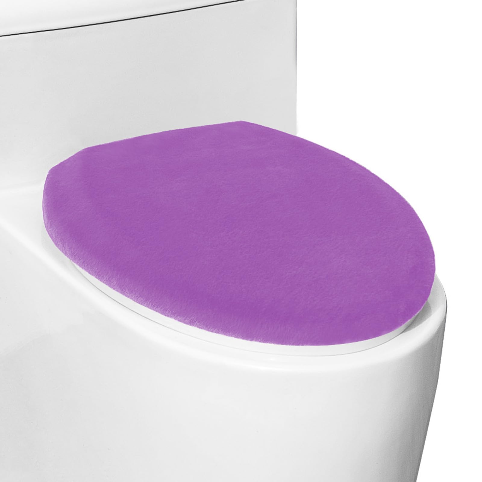 Comfortable Soft Plush Toilet Lid Cover for Bathroom, Machine Washable Toilet Seat Covers, Fits Most Round Elongated and Oblong Lids, Easy Installation& Cleaning (Purple) โ image 1