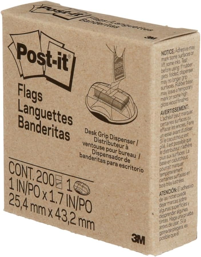 Post-it Index 680-SHVR200 25 mm x 43.2 mm Sign Here Flags Value Pack in Desk Grip Dispenser (200 Sheets)