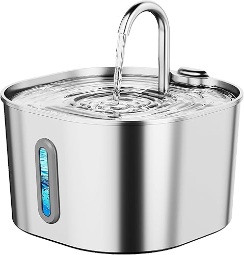 Fuente de agua para gatos de acero inoxidable fuentes para mascotas de 2.2 L para gatos Fuente automática para gatos para beber fuente de agua para