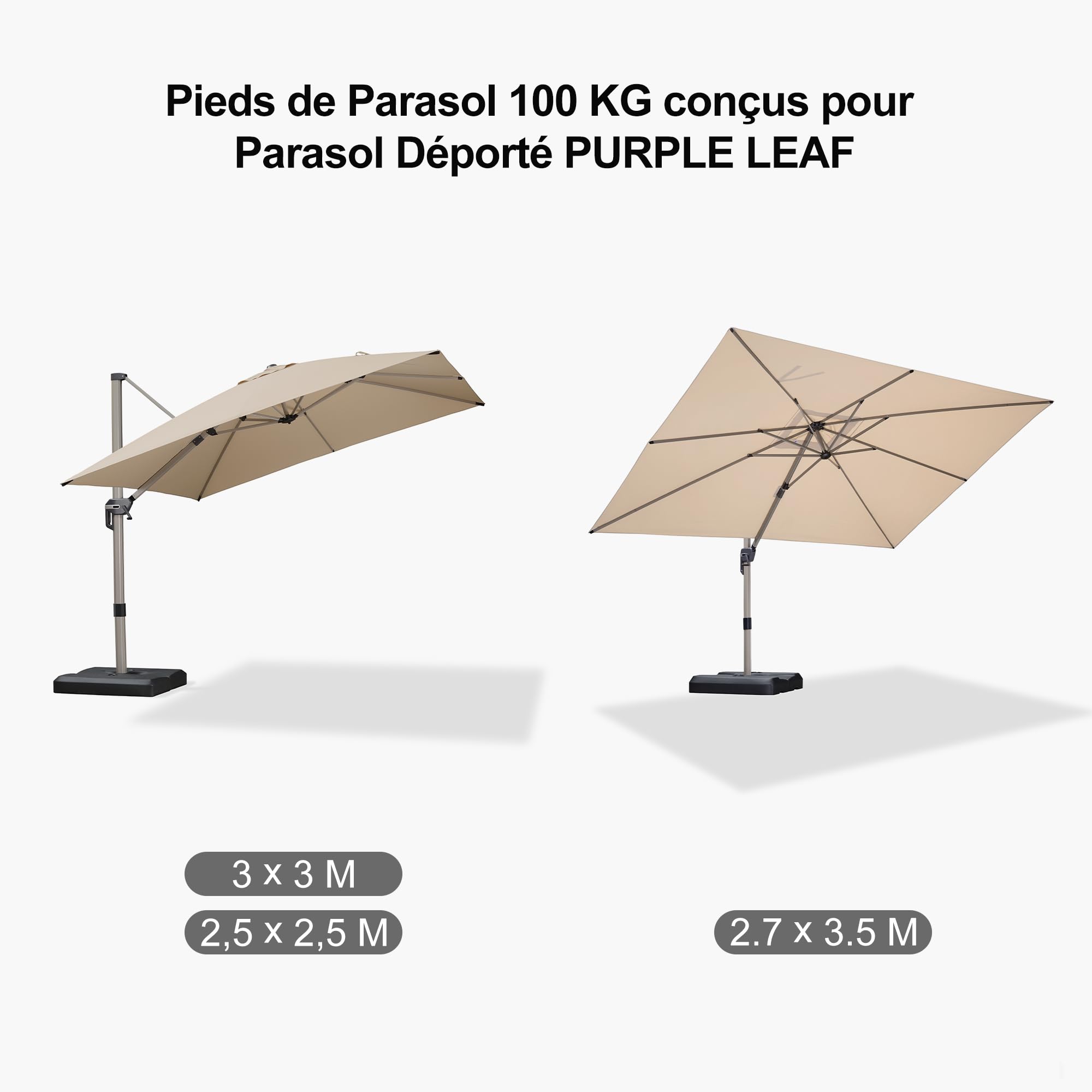 PURPLE LEAF - Patas de sombrilla pesadas para sombrilla de jardín al aire libre, 91,5 x 89 x 17 cm, se puede llenar con agua o arena, hasta 100 kg
