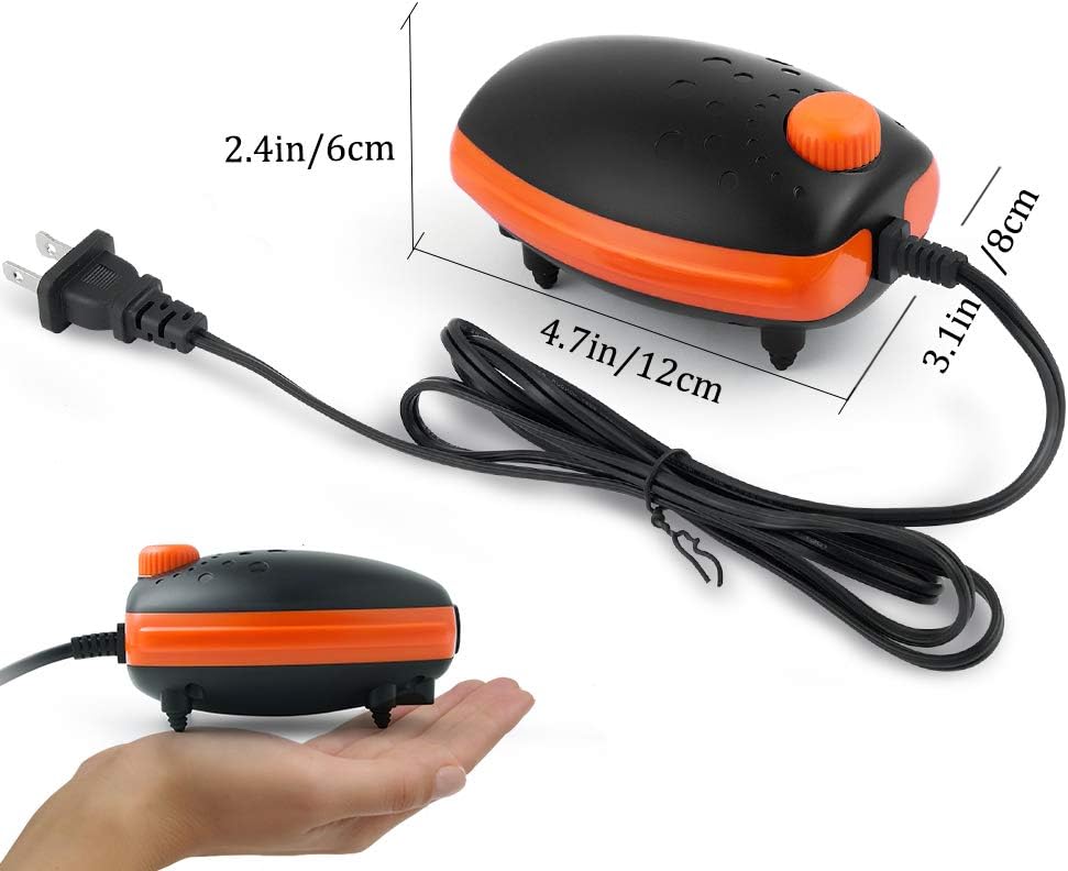 HITOP 3W Adjustable Aquarium Air Pump with Dual Outlets, Quiet Fish Tank Oxygen Pump for Fish Tank Up to 100 Gallon (Black-red) : Pet Supplies