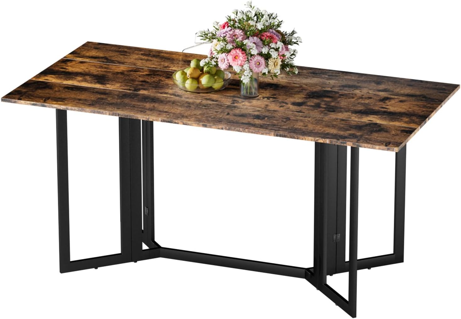 HomeBelongs Dining Table for 6 People, 62 Inch Foldable Wood Dining Table for Small Spaces