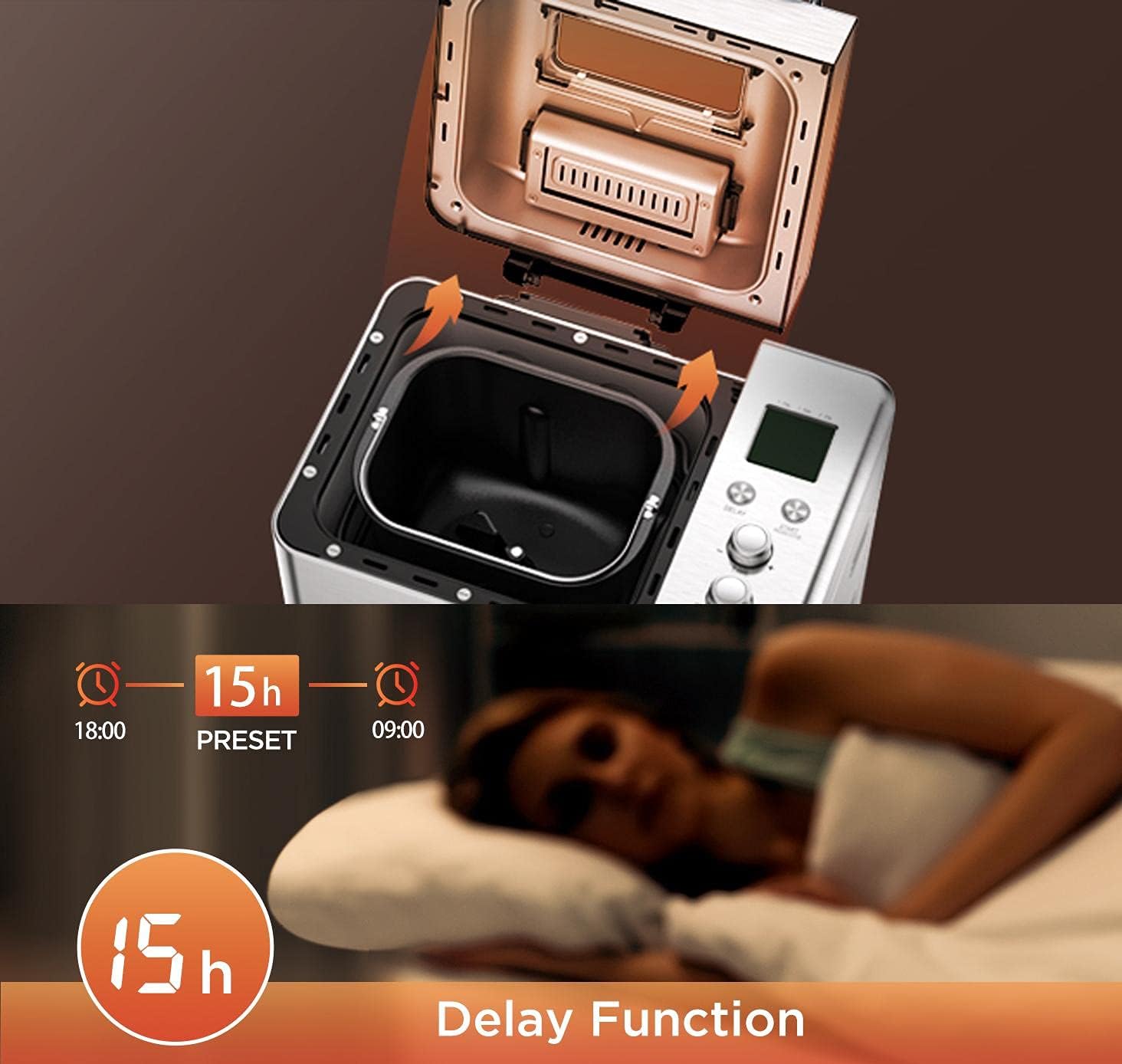 CalmDo Bread Machine 15-Hour Delay Function