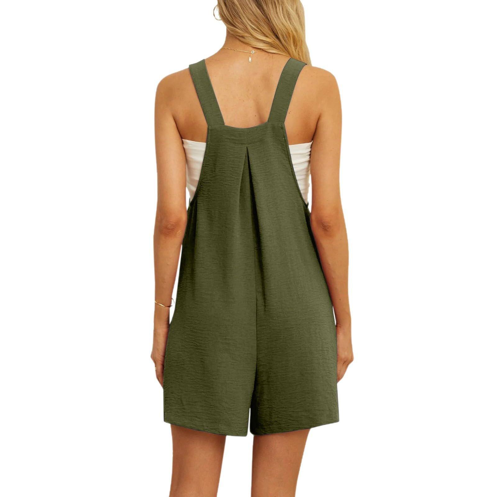 Tuta corta estiva da donna, a gamba larga, con tasche | Pantaloni da lavoro elasticizzati, morbidi, comodi, leggeri, traspiranti, estivi, con bretelle