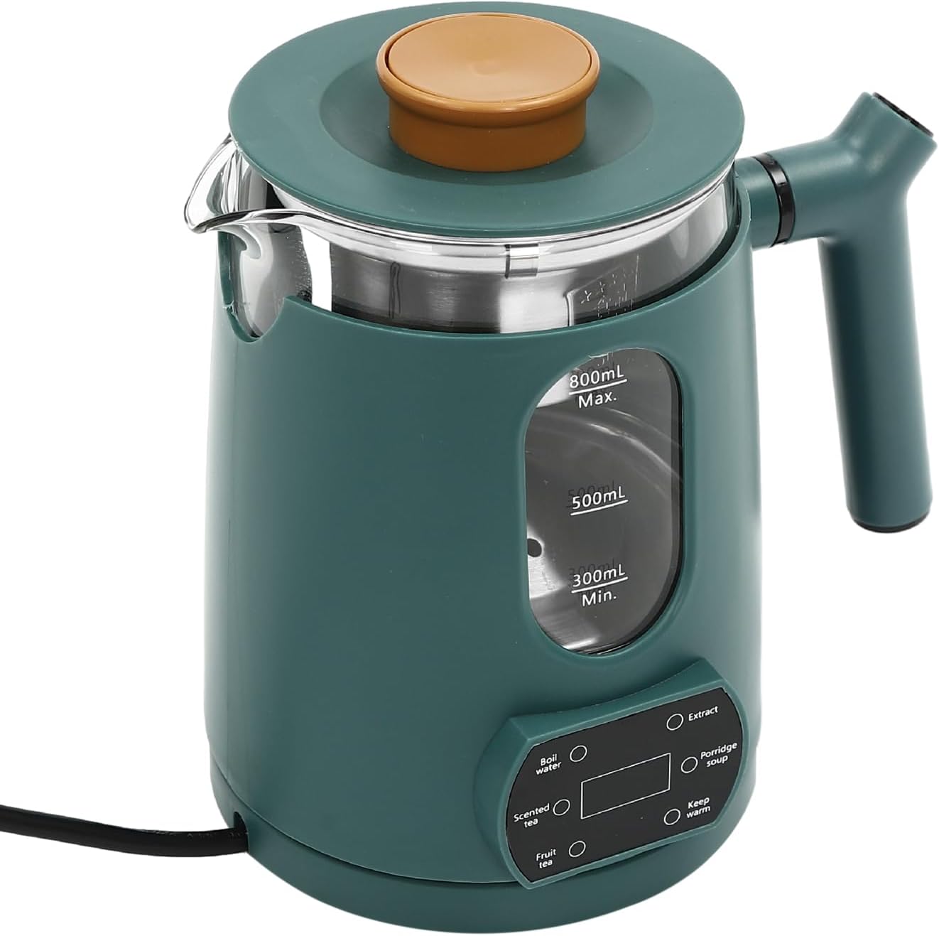 0.8L/27oz Electric Tea Kettle with Tea Infuser For Loose Leaf Tea 360 ° Shaped Glass Hot Tea Maker With Temperature Control& Anti-dry burn protection Hot Water Boiler for Coffee&Tea Automatic Shut Off