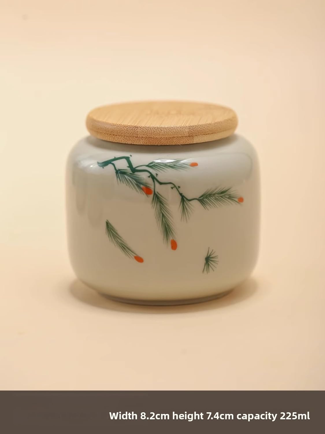 Chinese Style Underglaze Color Tea Caddy, 225ml 7.4oz, Hand-drawn Ceramics Tea Storage Jar Tea Ceremony Accessories