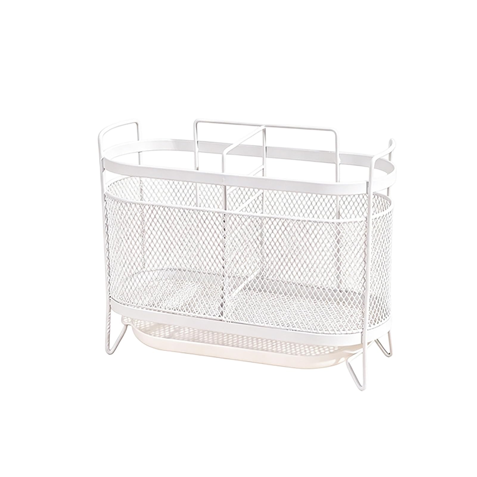 Glifora Utensil Storage Rack - with Divided Compartments Organiser, Drainage Holes Design Rack for Kitchen Countertop