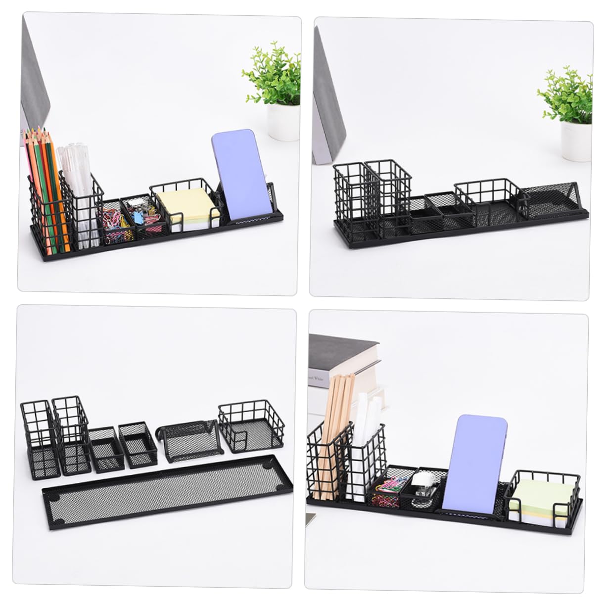 Veemoon Porta Penne in Ferro Da Scrivania Organizer Multifunzione in Rete Per Accessori Cancelleria Portamatite Ufficio Leggero e Robusto Contenitori Per Oggetti Scuola e Casa