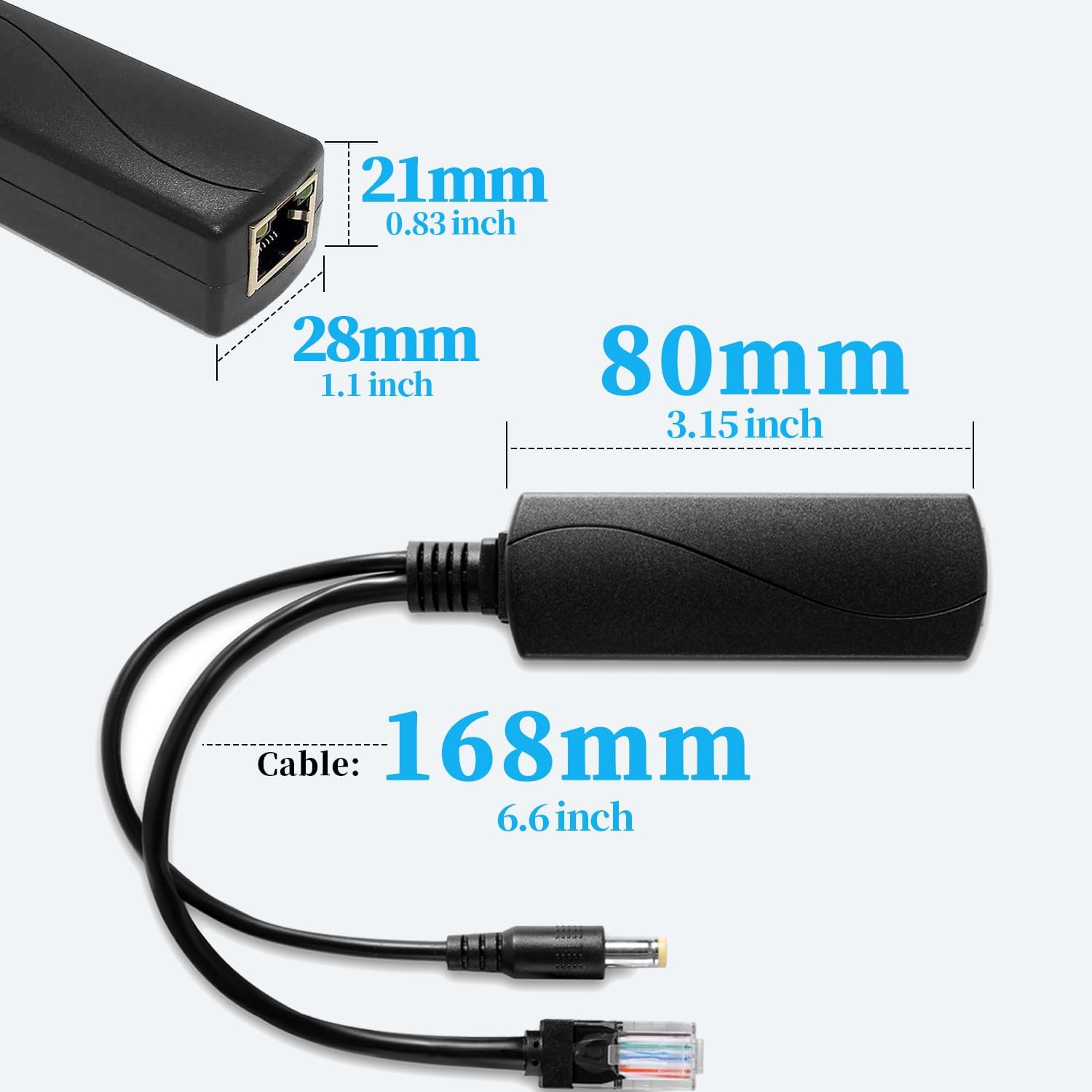 2.5G Ethernet PoE Splitter 12V/2A with DC Female Connector, DC 5.5 * 2.1mm Plug, 48V PoE to DC 12V/2A 24W Output, Compliant with IEEE 802.3af/at for DIY & Various Scenarios (PS5712TG-B)