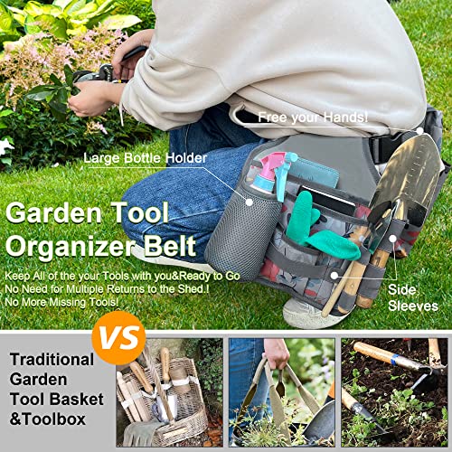 Gardening Apron Garden Tool Belt Set - Garden Apron W/Pockets Gardening Tool Pouch Garden Tool Organizer Belt (Grey) #TOP2