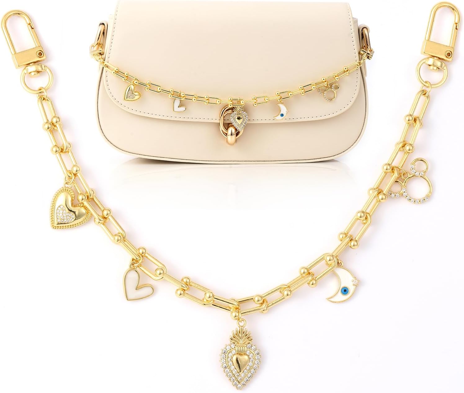 18K Gold Plated Bag Charms with Zirconia Pendants - Image 5