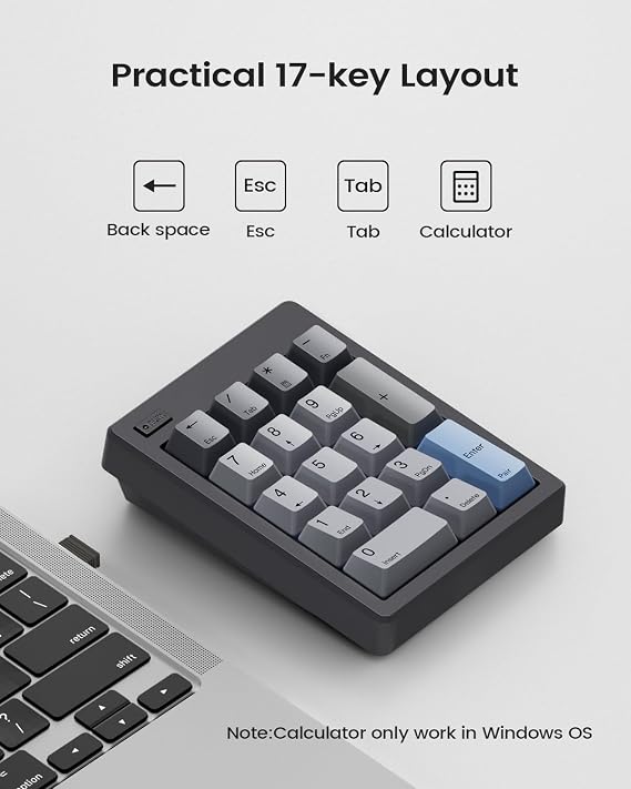 Kisnt FD17 Wireless Mechanical Numpad for Excel Financial Data Entry