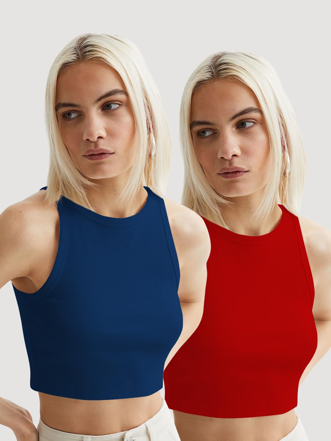 Toochki Confezione da 2 magliette corte, da donna, in cotone, stile casual