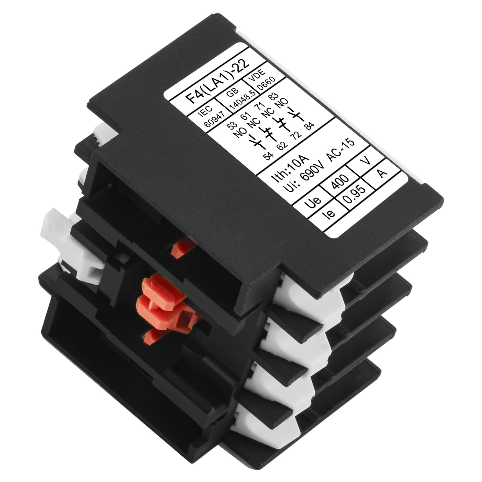 Heschen Blocchi di Contatti Ausiliari per Contattore AC, F4-22, 4 Poli, Contatti 2NO 2NC, Montaggio Frontale, Attacco a Vite, Compatibile con Contattore AC Serie CJX2