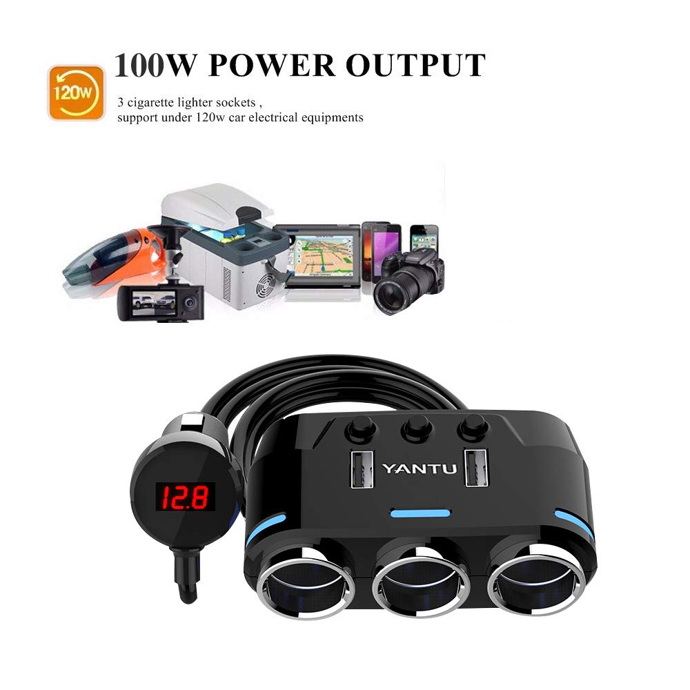 OBEST Sdoppiatore Presa Accendisigari per Auto 100W Accendino da auto 3