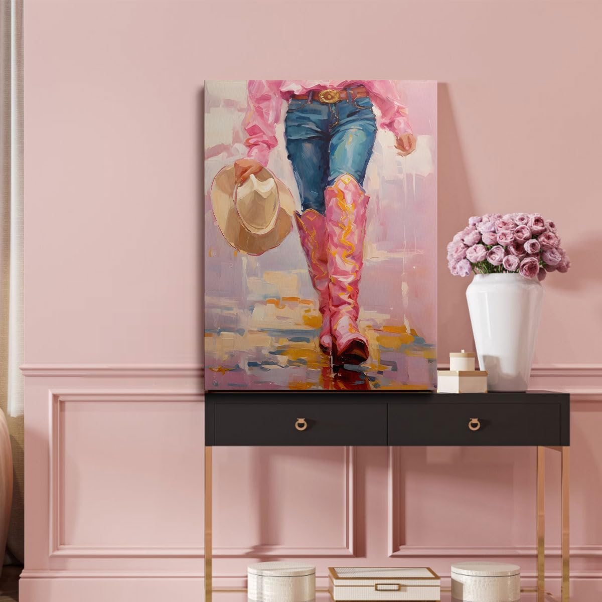 prinfantasy Wall Art for Living Room Framed Canvas Flowers Room Decor Aesthetic Bedroom Modern Artwork Pink Floral Prints Home Decoration GYH0048 - Image 3
