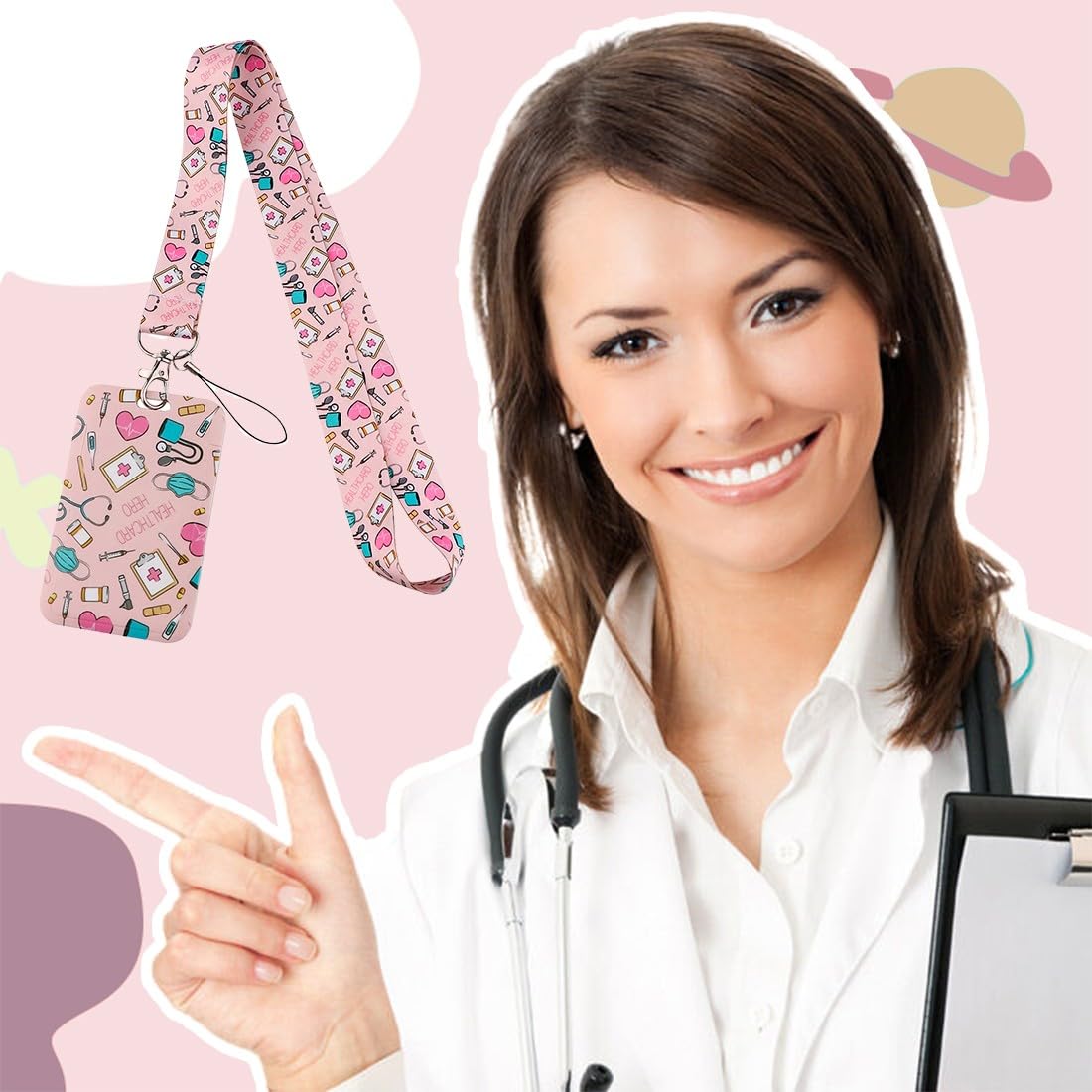 Porta Badge con Cordino da Collo Infermiera per Medici e Uffici