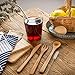 Blulu 2 Set Bamboo Cutlery Set Reusable Bamboo Flatware Set Travel Utensils 7.5 Inches Bamboo Knife, Fork, Spoon, Metal Straw with Clean Brush (Style A)