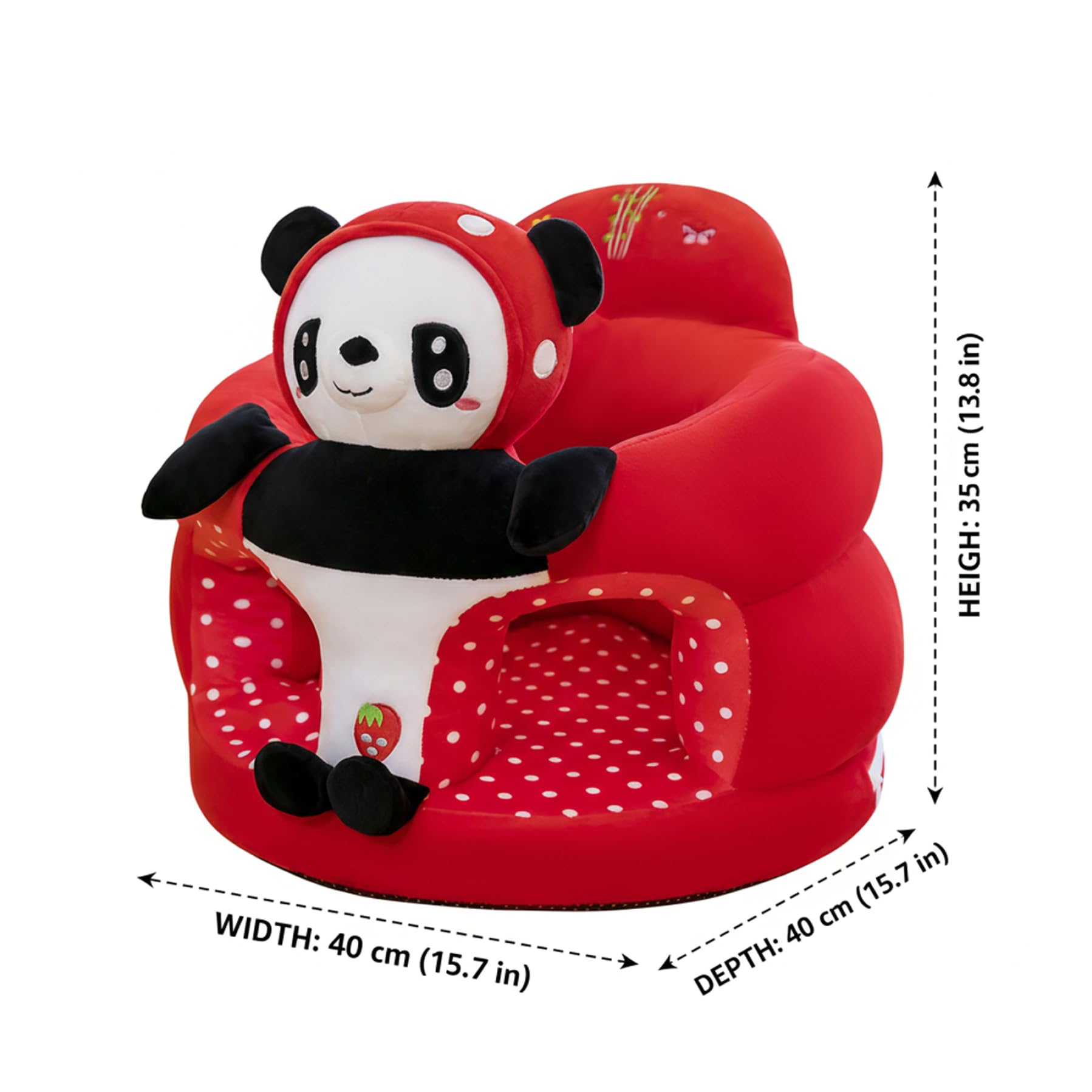 Sedia da seduta per neonati, supporto sicuro per la schiena Seggiolino da pavimento per neonati Sedia da seduta in morbido peluche, simpatico panda (40x40x35 cm)