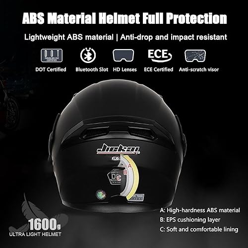 Miniatura 2 de Cascos modulares Bluetooth de motocicleta aprobados por DOT para adultos, cascos de doble visera, altavoz dual integrado con micrófono, para hombres